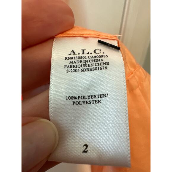 A.L.C. Lucca Coral Ruffle Tiered Mini Dress With Plunge Neckline Size 2 - Picture 10 of 11